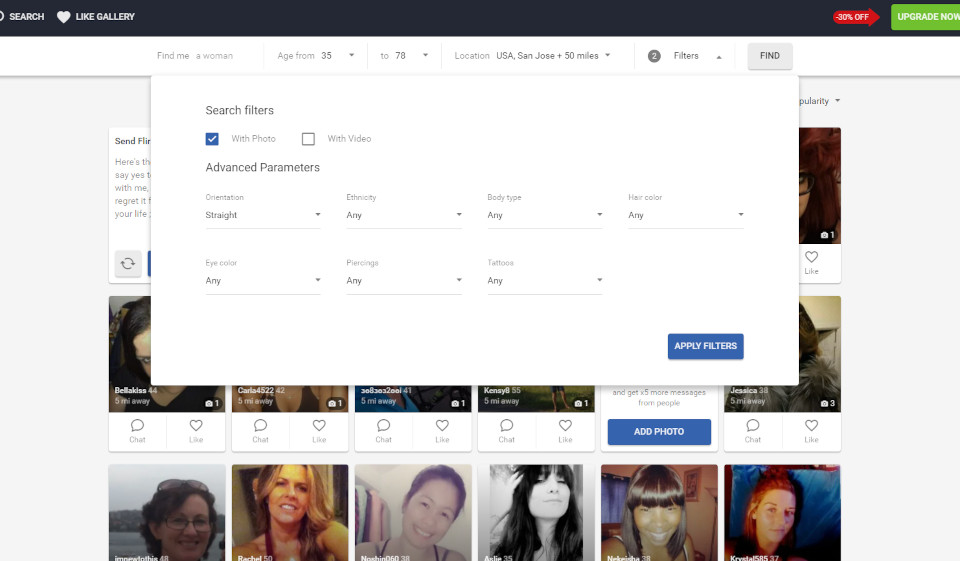 Interfejs i nawigacja na FlirtyMature