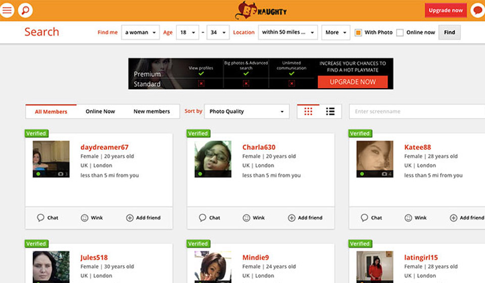 Profile użytkowników na BeNaughty